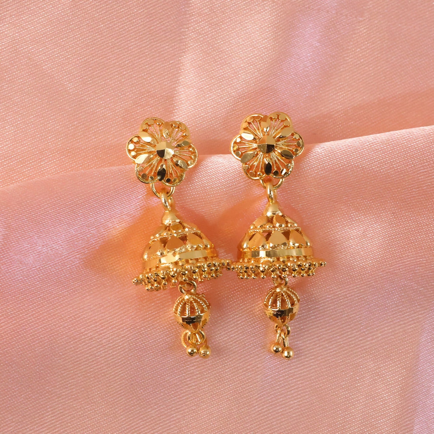 Designer Floral Top Gold Jhumka Earrings – Festive Collection