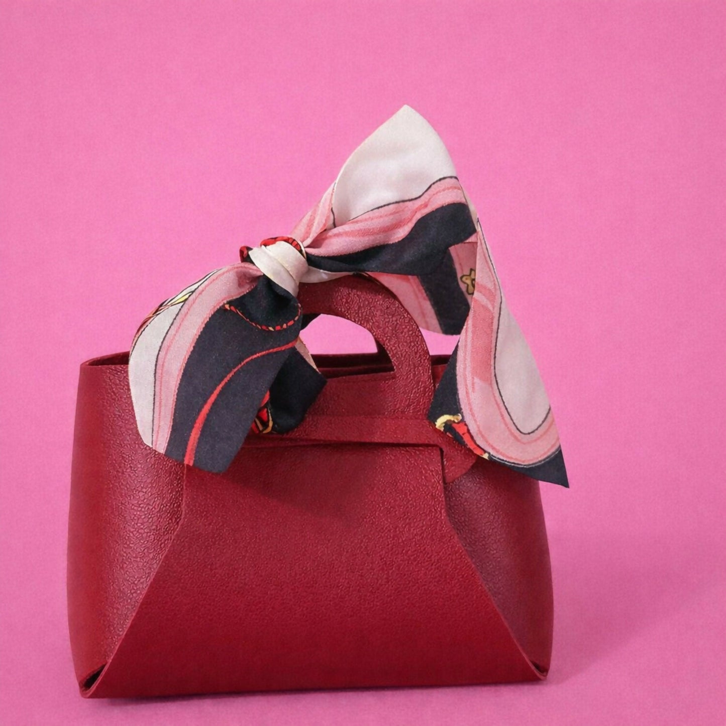 Women’s Structured Small Handbag with Scarf Handle | Compact Elegant Daily Carry