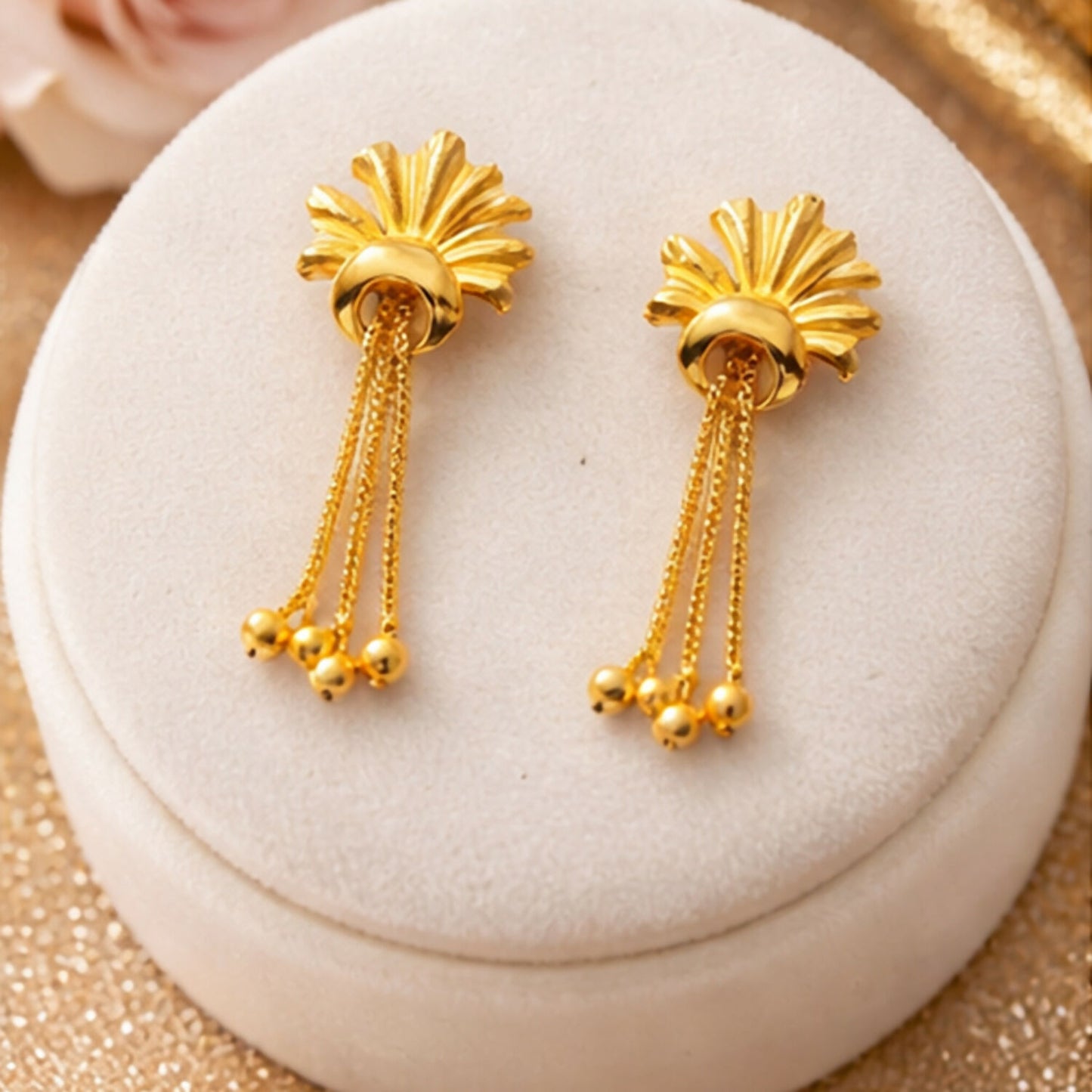 Elegant Golden Drop Earrings for Women & Girls | Lightweight Stylish Party Wear Earrings