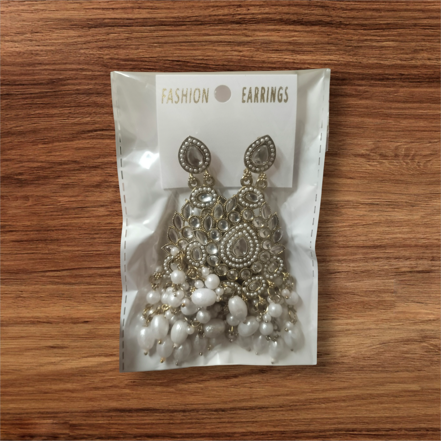 Exquisite Kundan & Pearl Drop Chandbali Earrings with Gold-Plated Finish