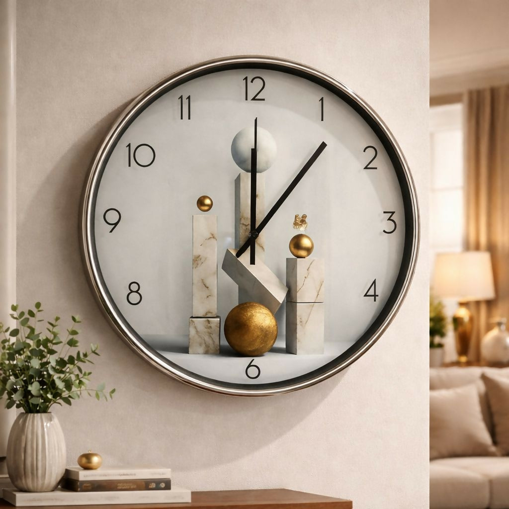 Modern Decorative Wall Clock with Geometric Art Design for Living Room
