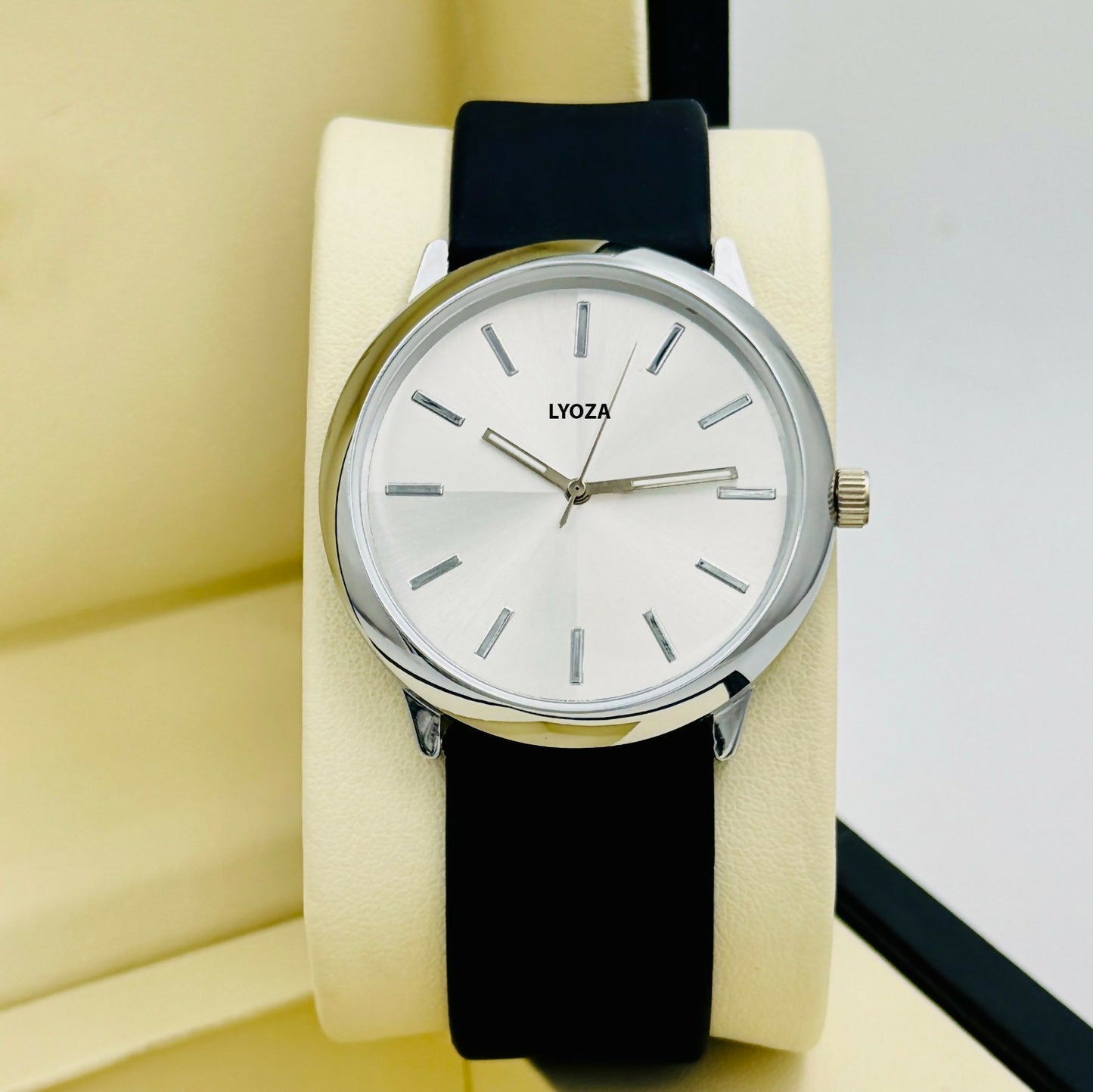 SILVER Model with Black Belt Analog Watch - For Men