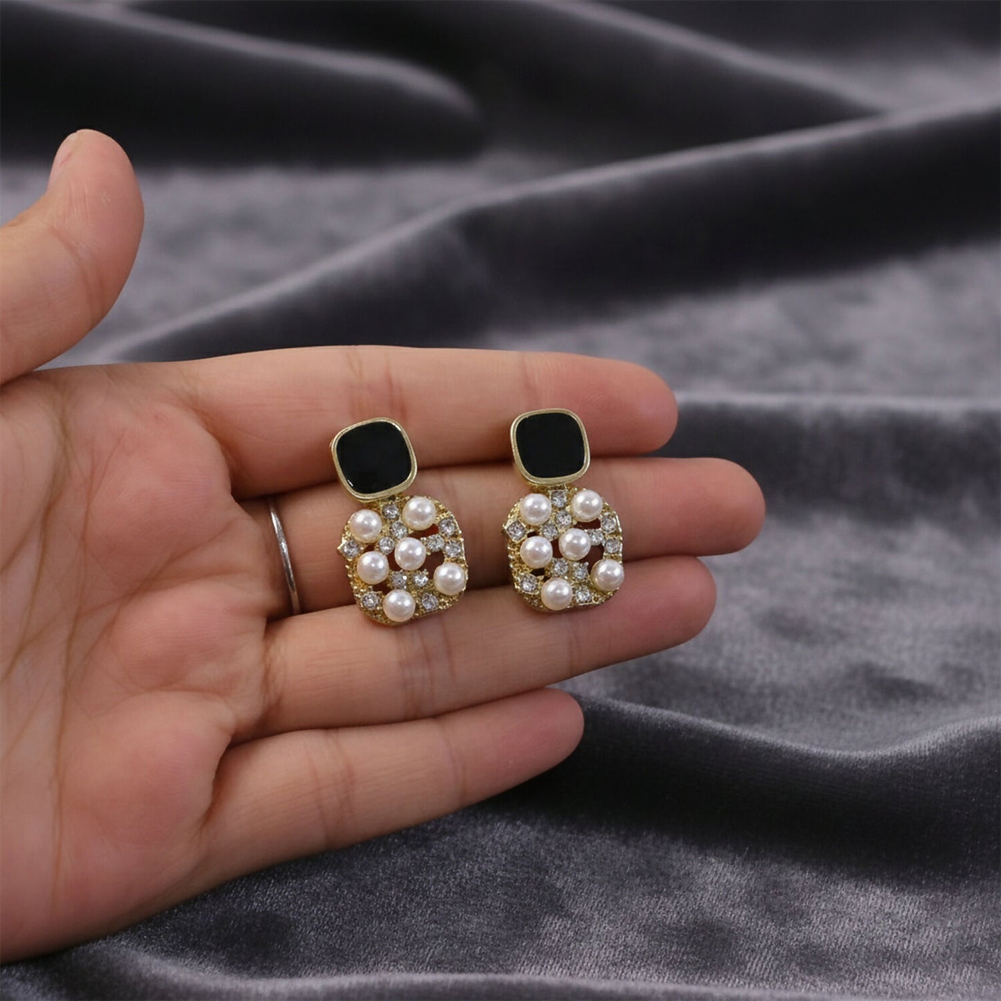 Korean Style Bow Pearl Drop Earrings for Women & Girls