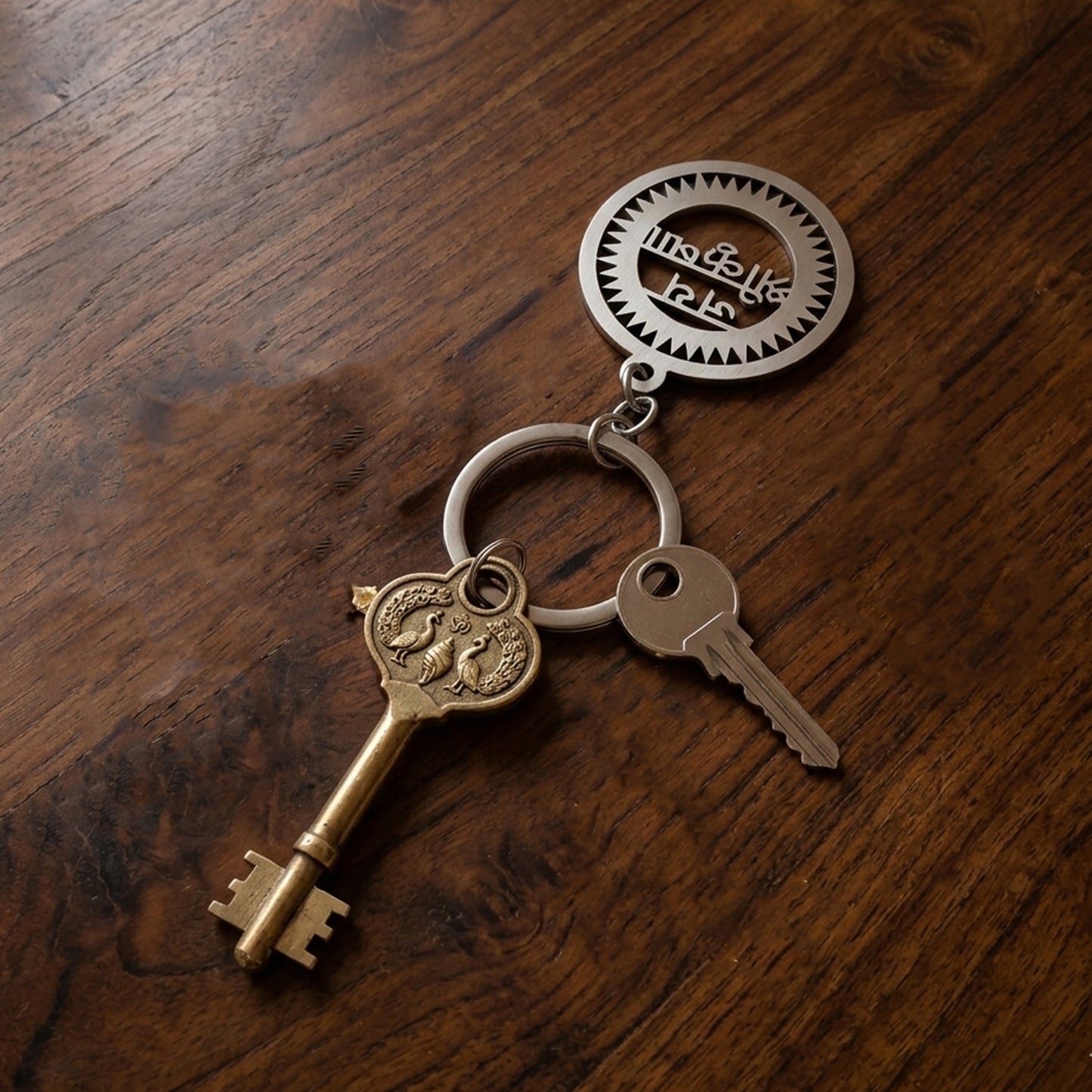 Premium Metal Round Jay Shree Krishna Keychain 1 Pc