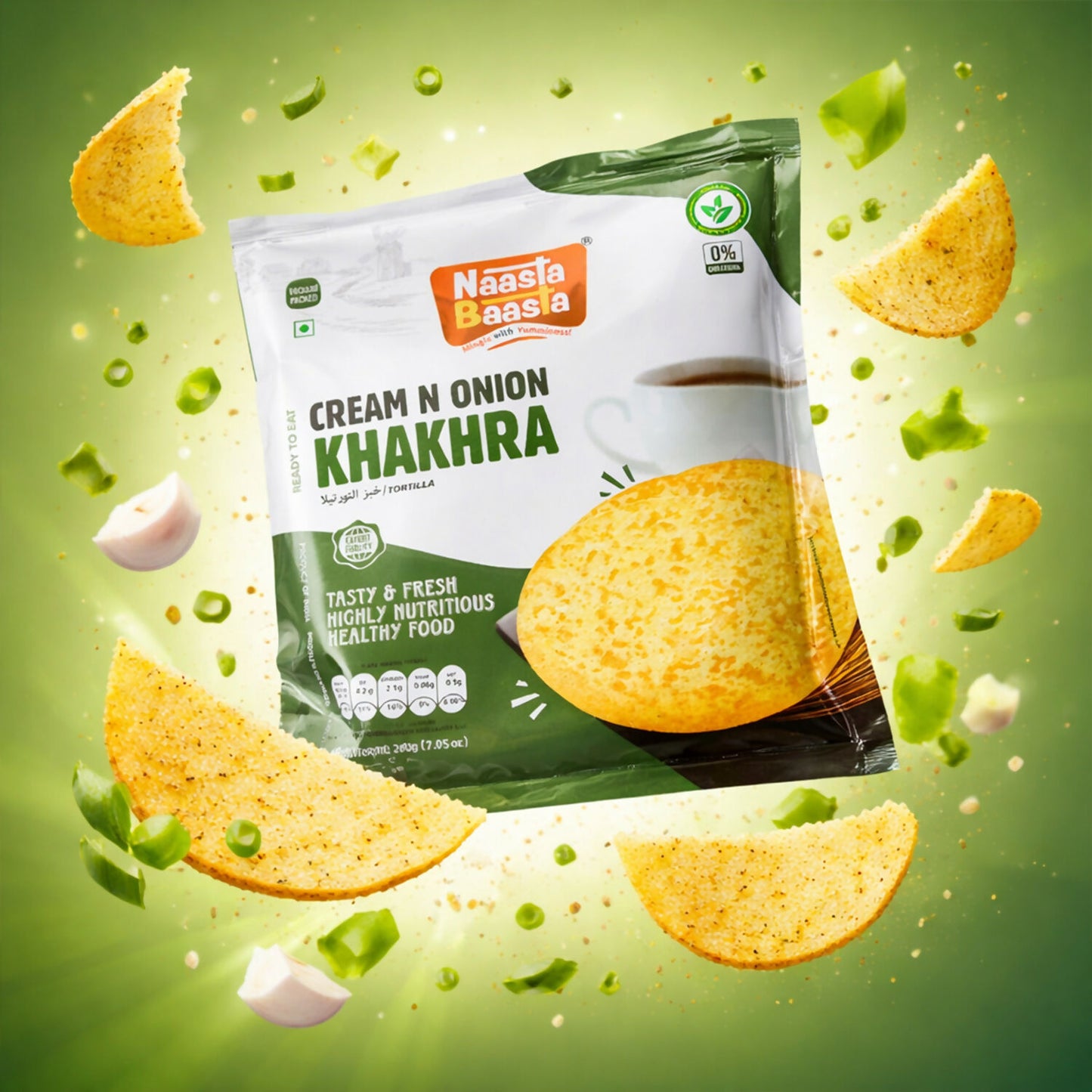 Naasta Baasta Cream N Onion Khakhra Ready to Eat Crispy & Nutritious Snack (200gm)