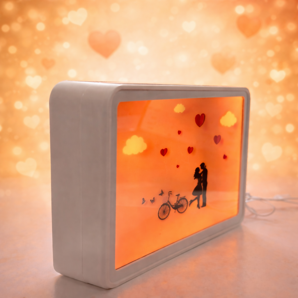 Romantic LED Shadow Light Box | Couple Love Night Lamp | Warm Orange Glow