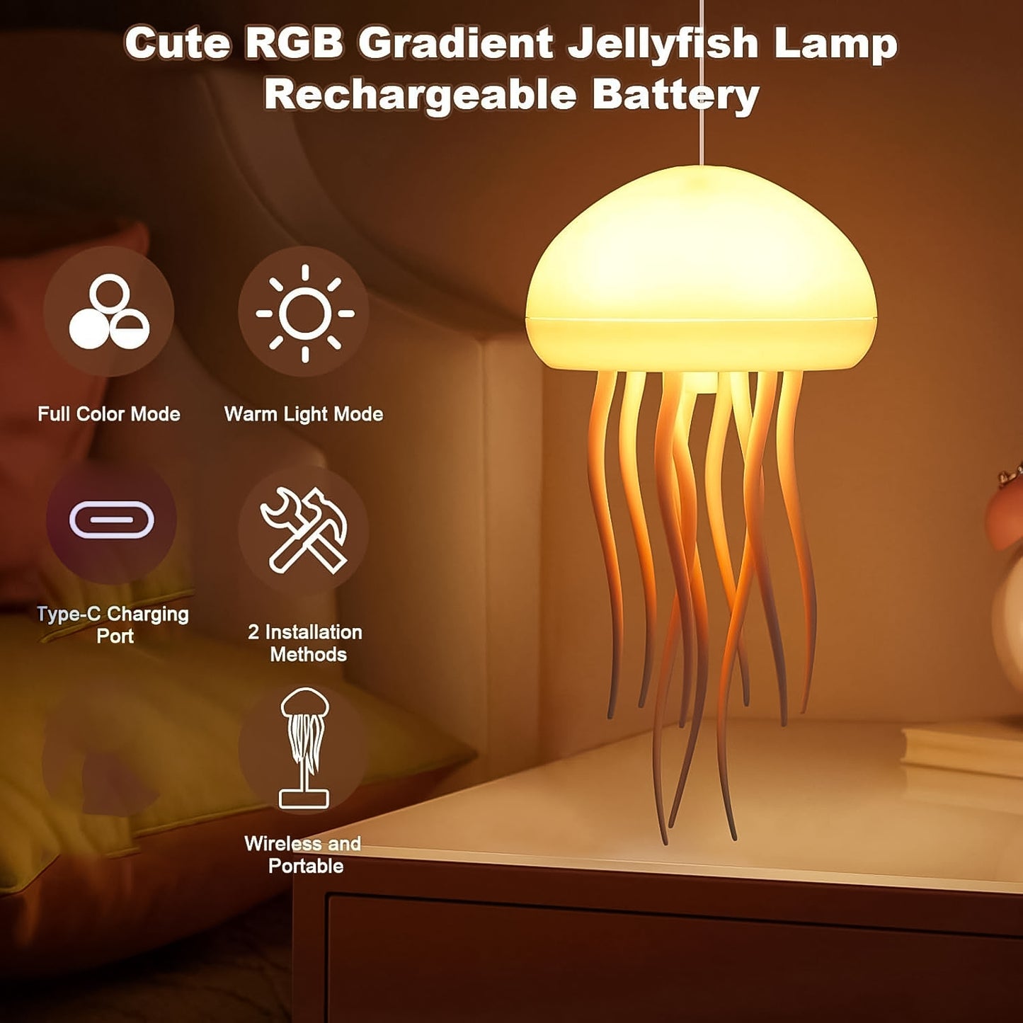Jellyfish Shape LED Mood Light Lamp (1 Pc)