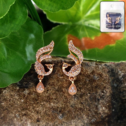 Stylish Peacock Design CZ Stone Earrings for Women