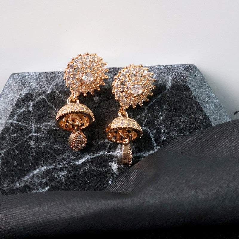 Elegant Umbrella Design CZ Stone Drop Earrings for Women