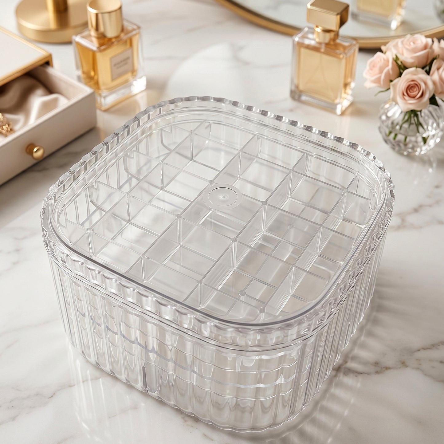 Elegant 3-layer clear jewelry storage organizer for small accessories