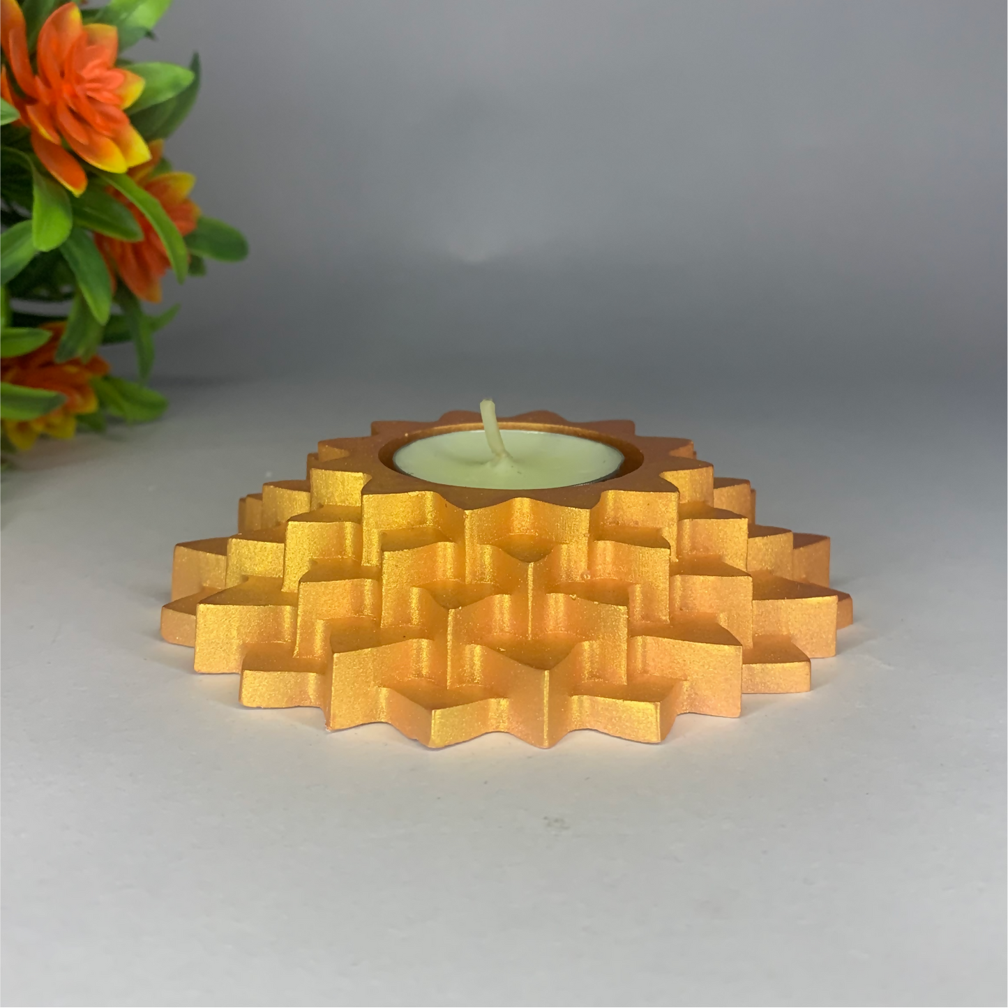 Handmade Flower 5-Step Diya – Rose Gold | Layered Tealight Holder for Diwali, Pooja & Home Décor | Unique Festival Gift Item