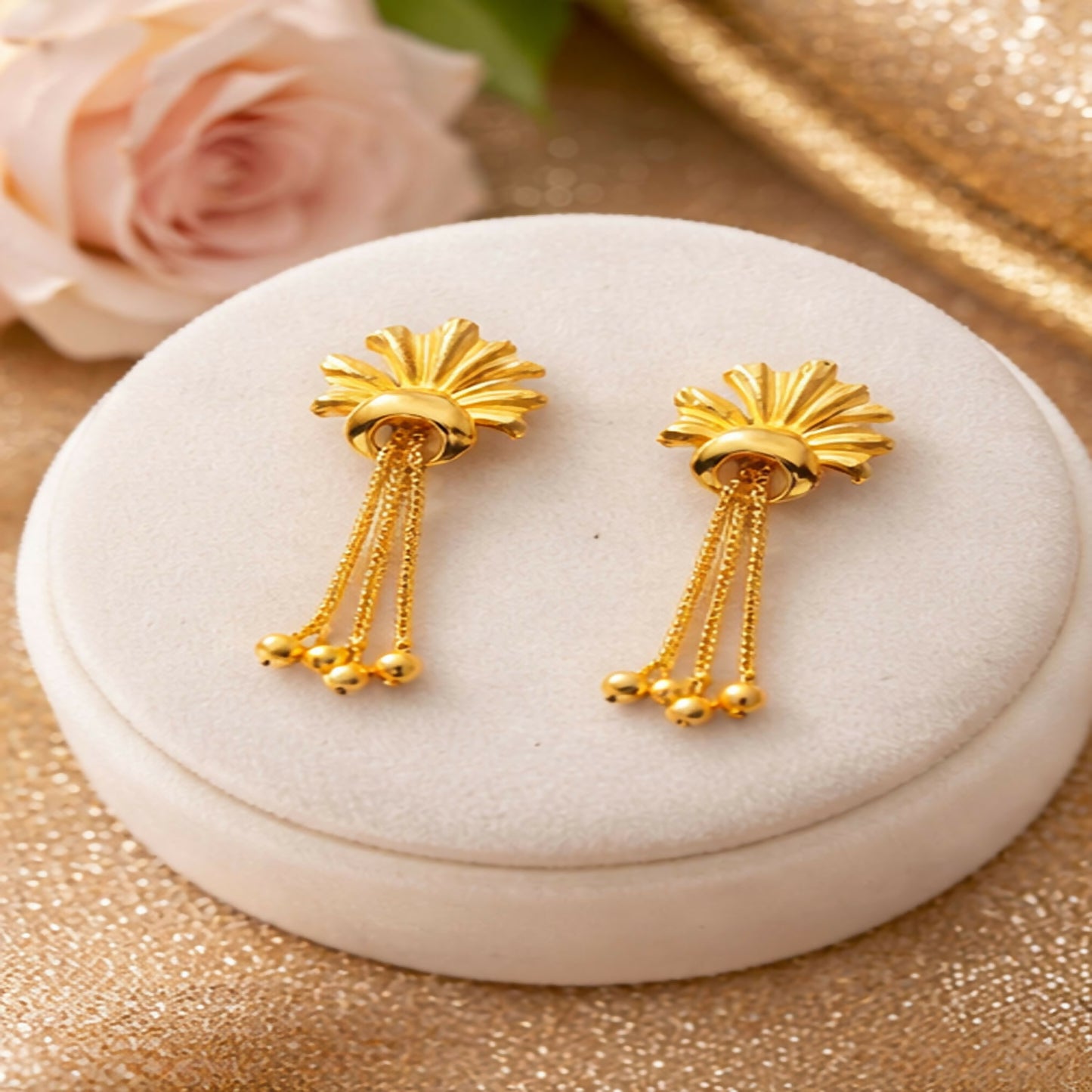 Elegant Gold-Plated Chain Drop Earrings for Women | Lightweight Party & Festive Wear Earrings (Pack Of 8)