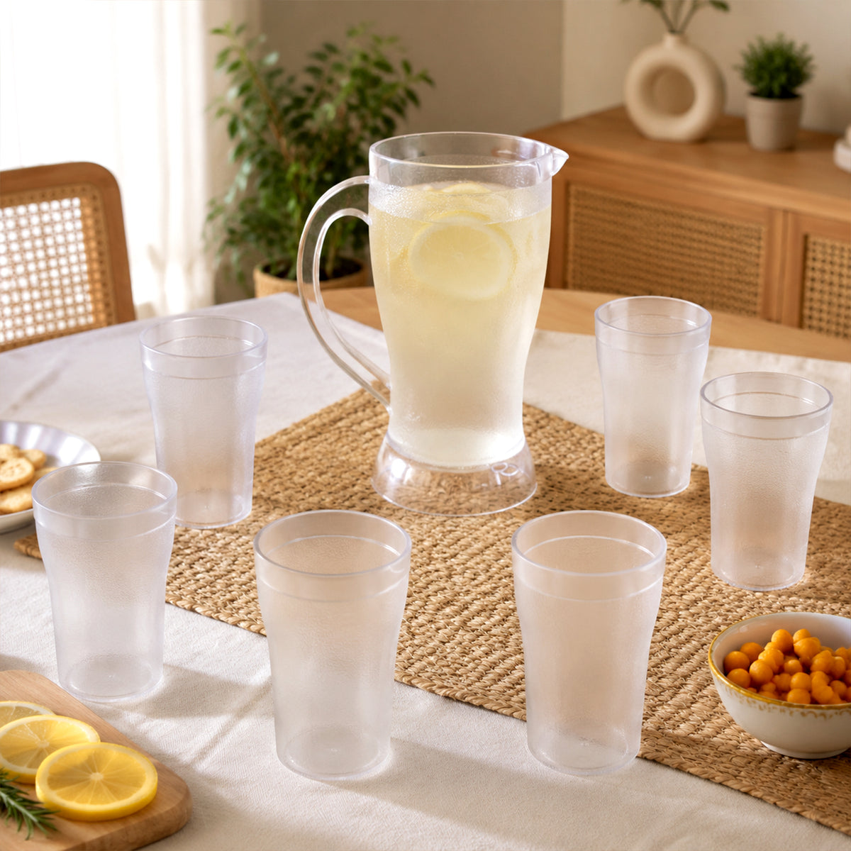 Lemon Jug Set – 1200ML Unbreakable Jug with 6 Glasses