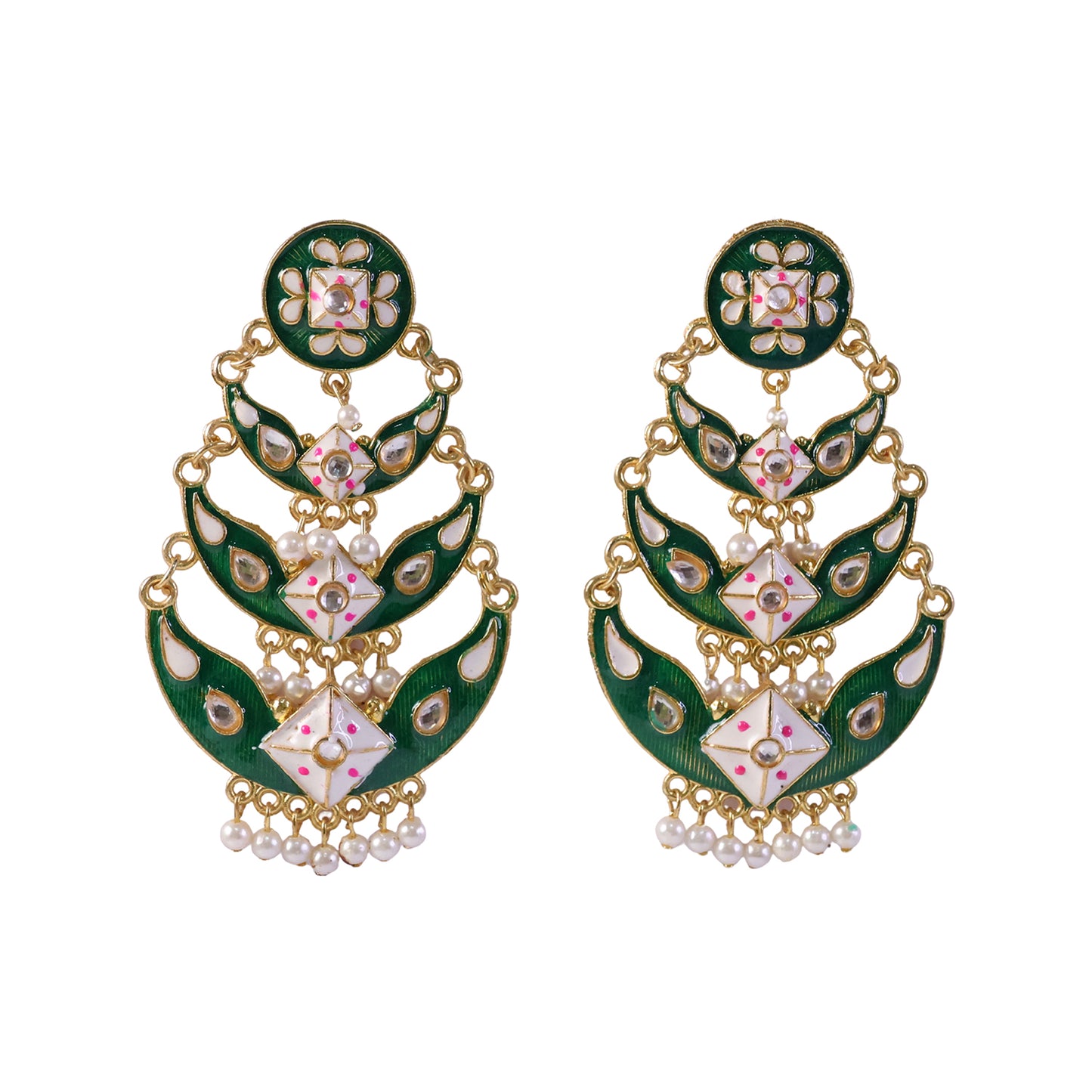 Back View of Sea Green Meenakari Chandbali Earring