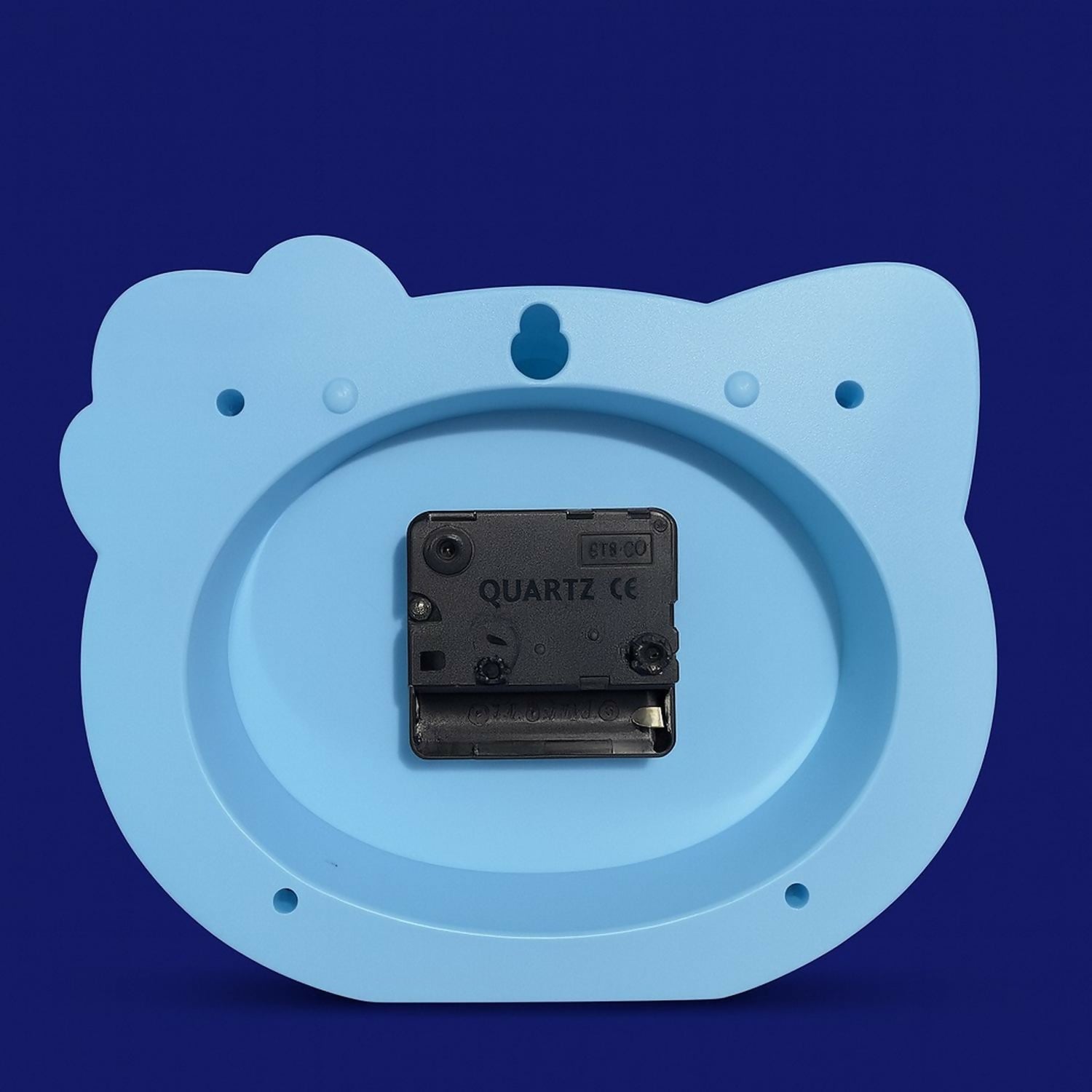 Cute Blue Cartoon Table Clock with Bow Design for Kids | Silent Non-Ticking Quartz Analog Clock for Bedroom, Study Table & Home Decor | Adorable Piggy Face Design with Easy-to-Read Numbers – Perfect for Boys & Girls