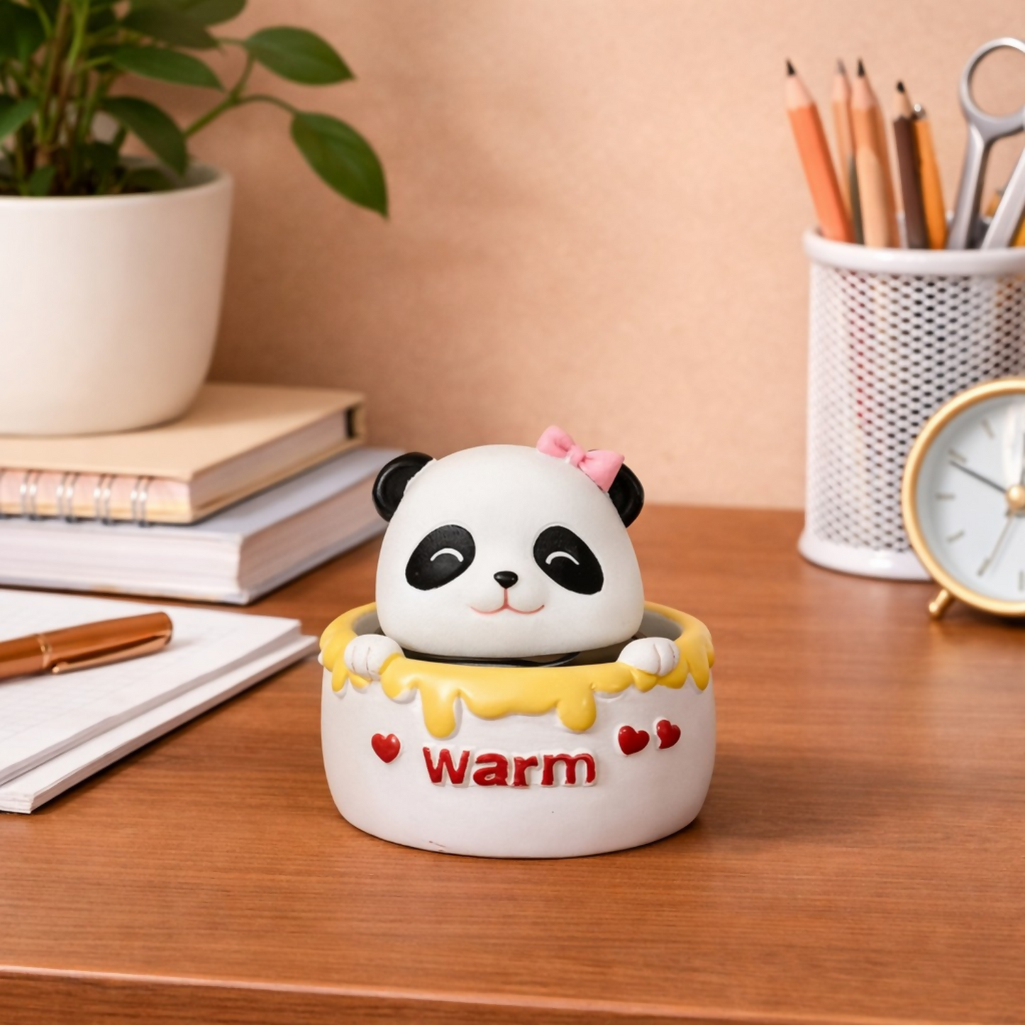 Cute Bow Panda Warm Desk Decor Showpiece for Home & Office Table