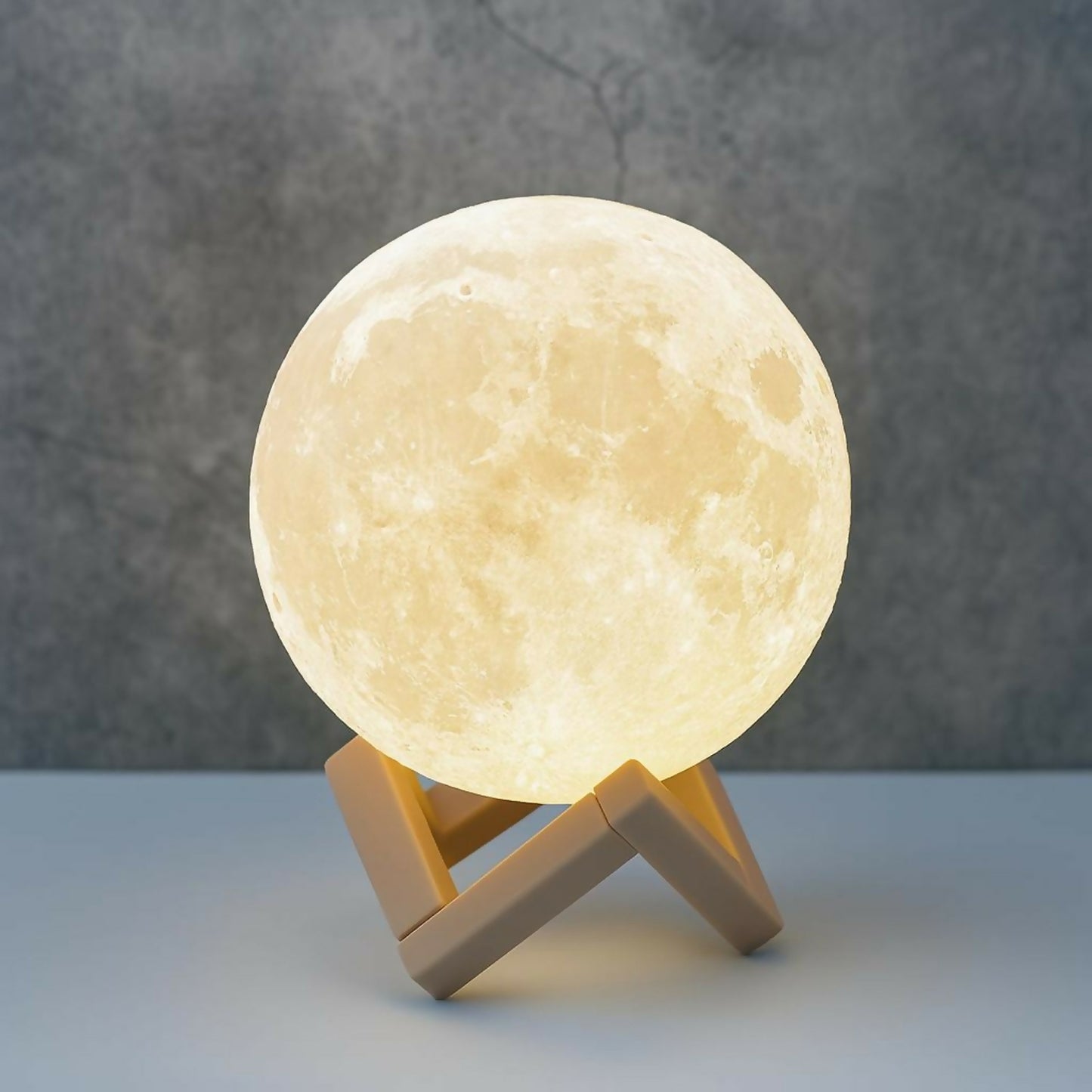 3D Moon Lamp with Plastic Stand | Warm LED Night Light for Home & Bedroom Decor
