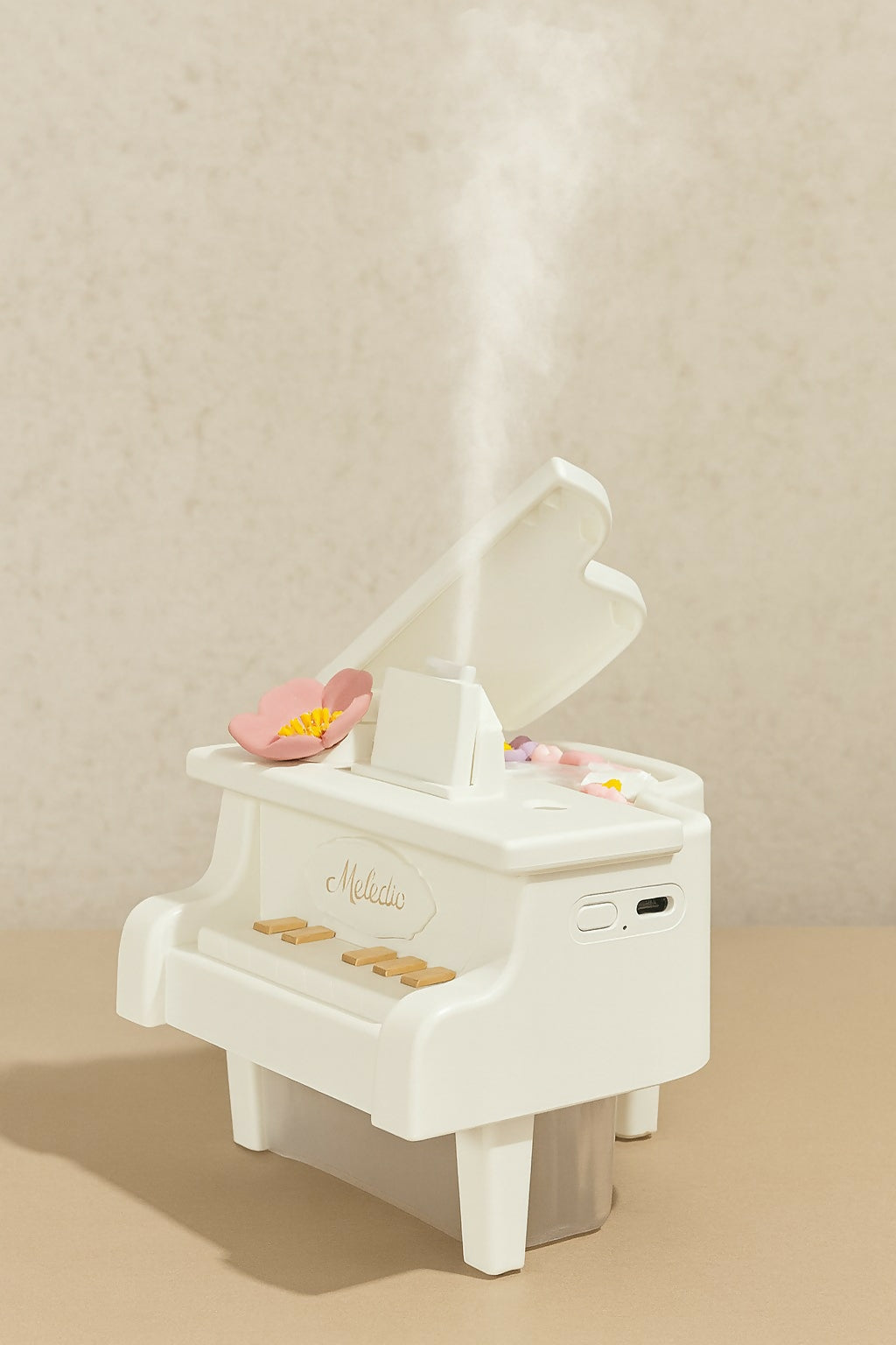 White Piano USB Mini Humidifier with Night Light for Bedroom & Office