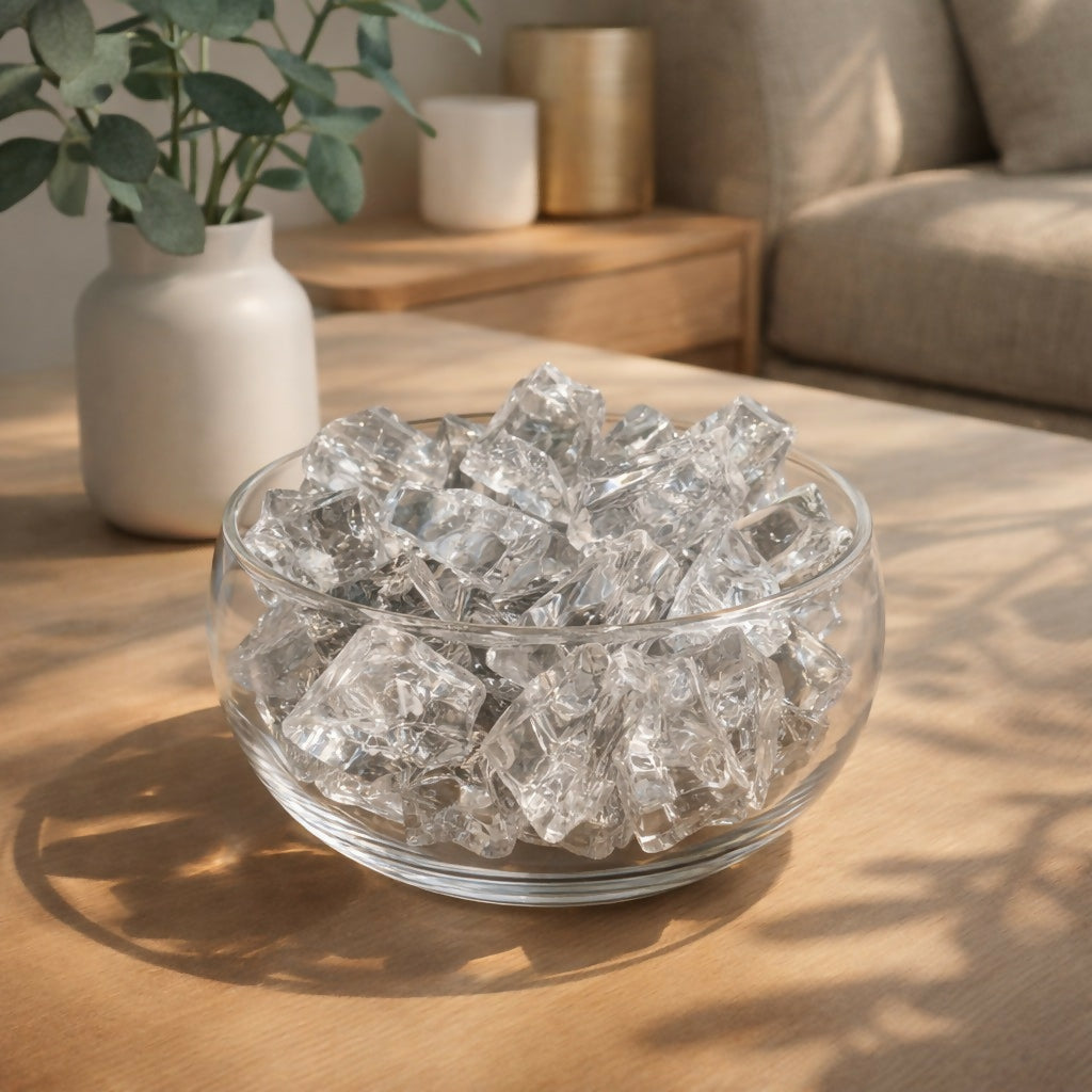 Clear decorative crystal stones showcasing ice-like sparkle