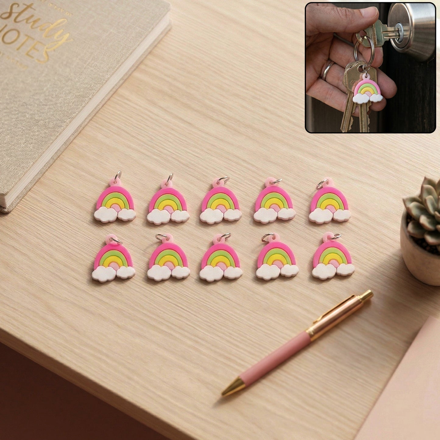 Rainbow cloud bag charm keychains