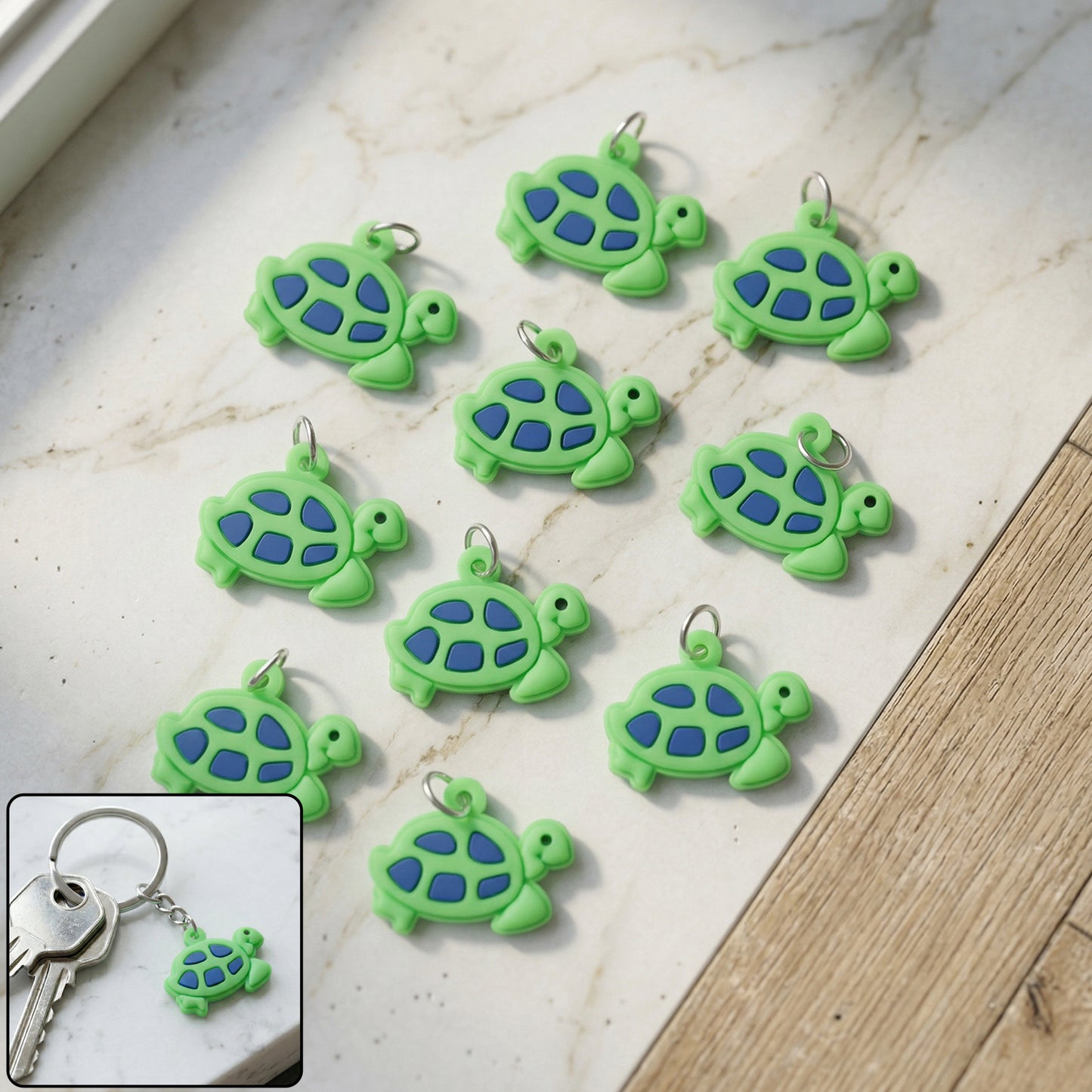 Cartoon tortoise key ring set