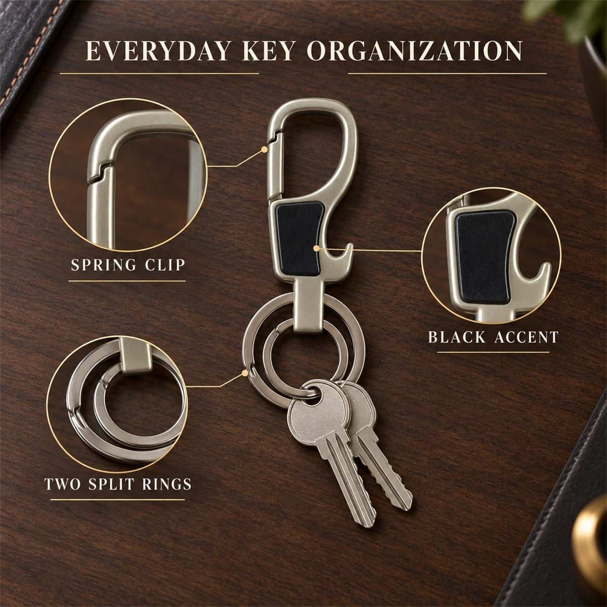 Stainless Steel Carabiner Keychain – Secure Lock & Compact Design