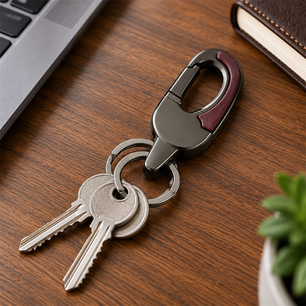 Metal Key Holder – Durable Dual Ring with Rotating Swivel