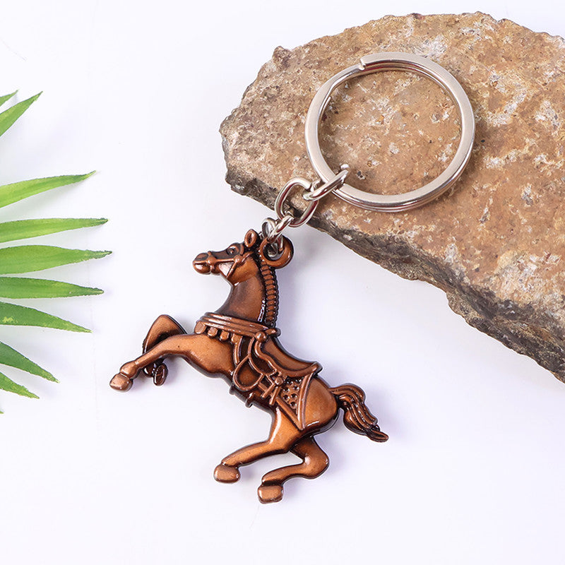 Running Horse Brown Metal Keychain – Strong & Stylish Animal Design