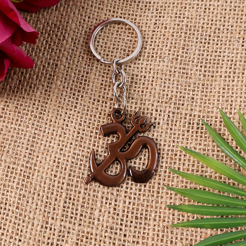 Stylish Om Trishul Metal Keychain – Spiritual Symbol Key Ring for Men & Women