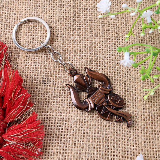 Trishul Damru Om Designer Keychain – Spiritual Antique Look Key Ring for Daily Use