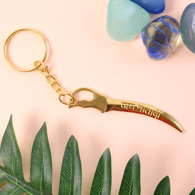 Golden Mataji Sword Style Metal Keychain