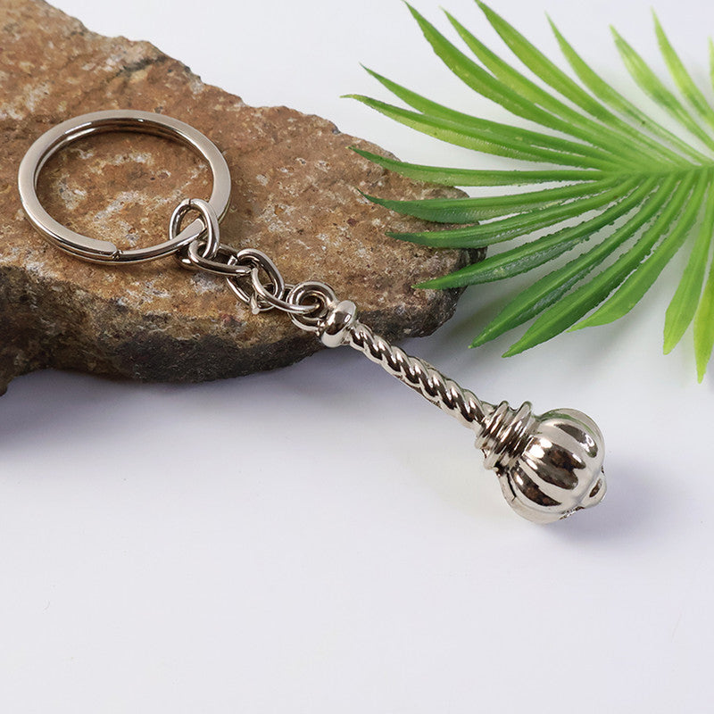 Hanuman Gada Metallic Keychain – Silver Finish Devotional Keyring