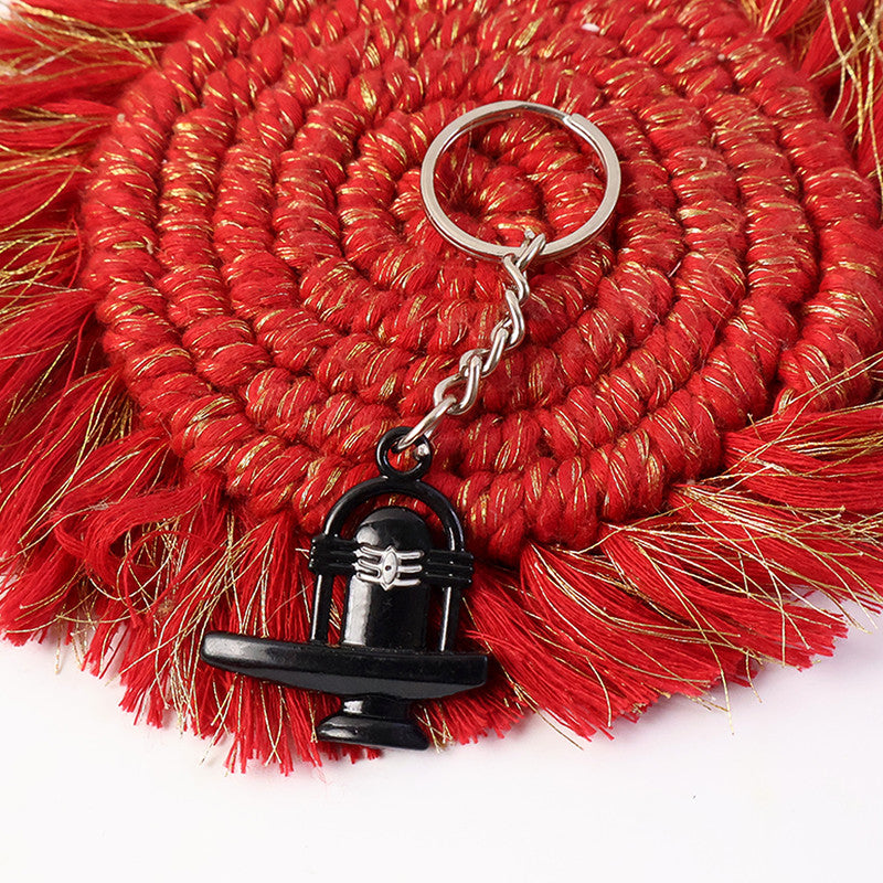 Shivling Black Metal Keychain – Divine Mahadev Symbol Keyring