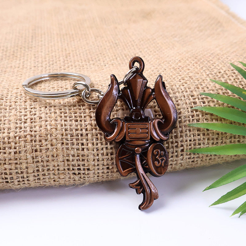 Trishul Damru Om Designer Keychain – Spiritual Antique Look Key Ring for Daily Use