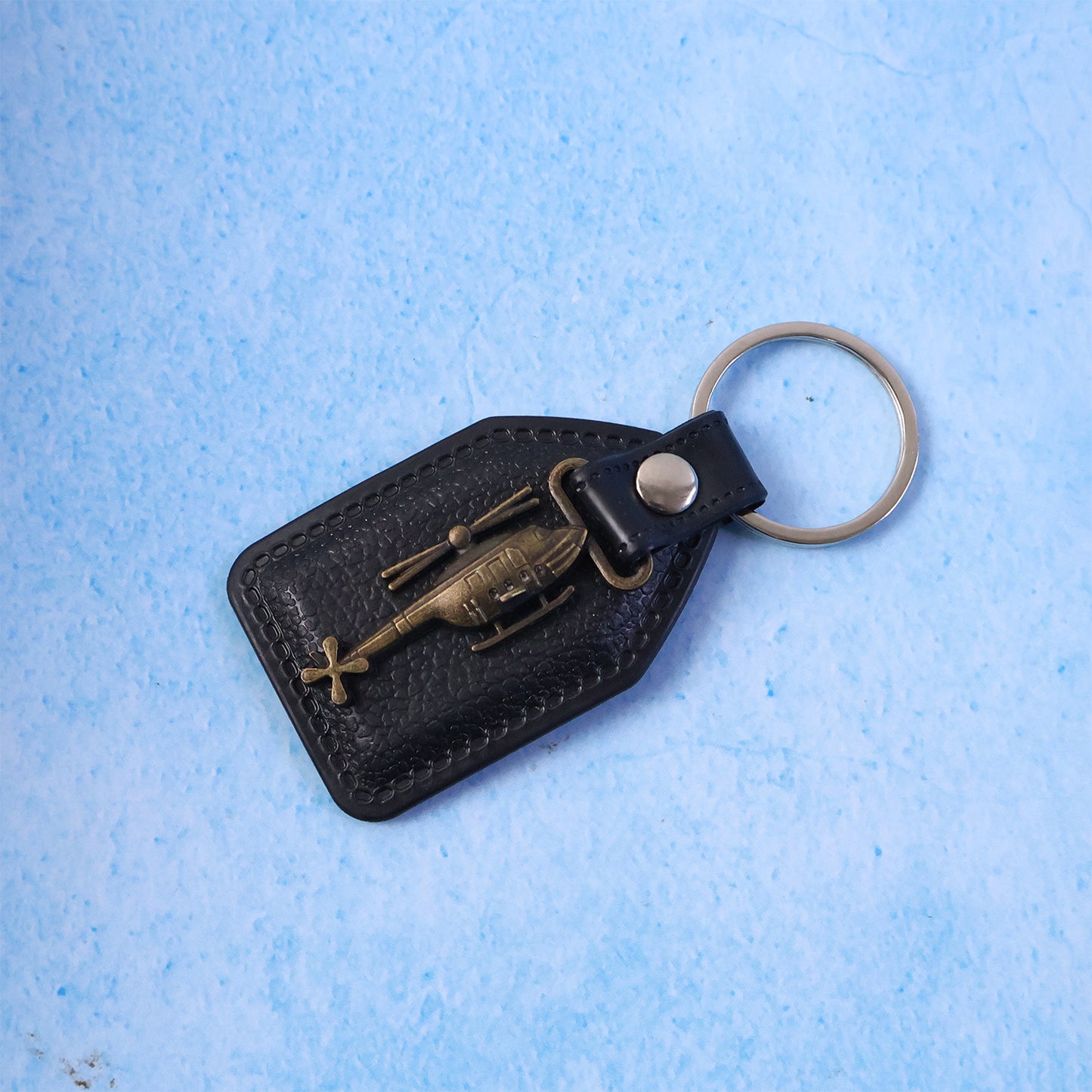 Premium Leather Finish Metal Sword Emblem Keychain (1 Pc)