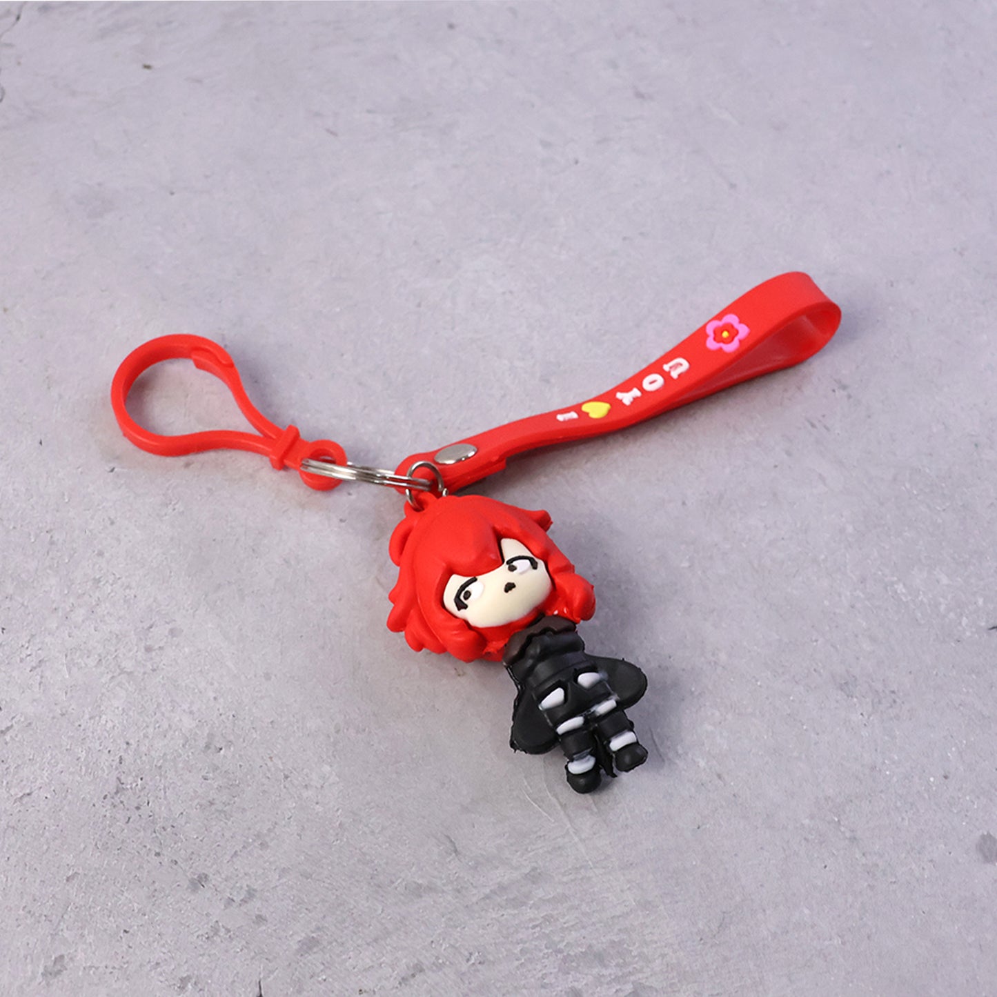 Cute Red Hair Cartoon Girl Silicone Keychain (1 Pc)