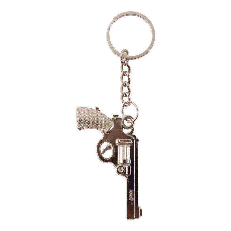 Revolver Shape Metallic Keychain – Stylish Gun Design Keyring