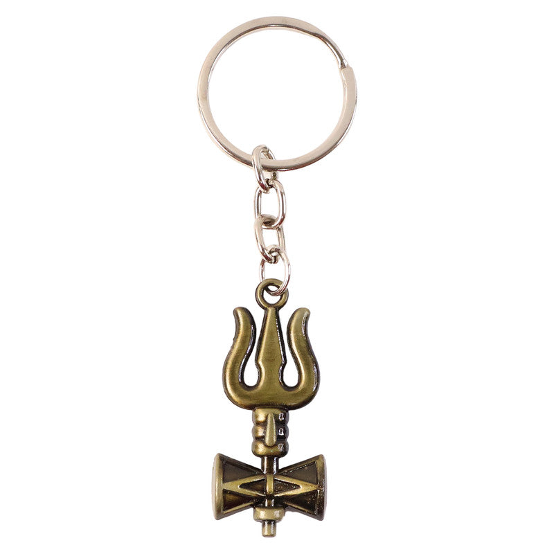 Trishul Damru Antique Metal Keychain – Mahadev Symbol Devotional Keyring