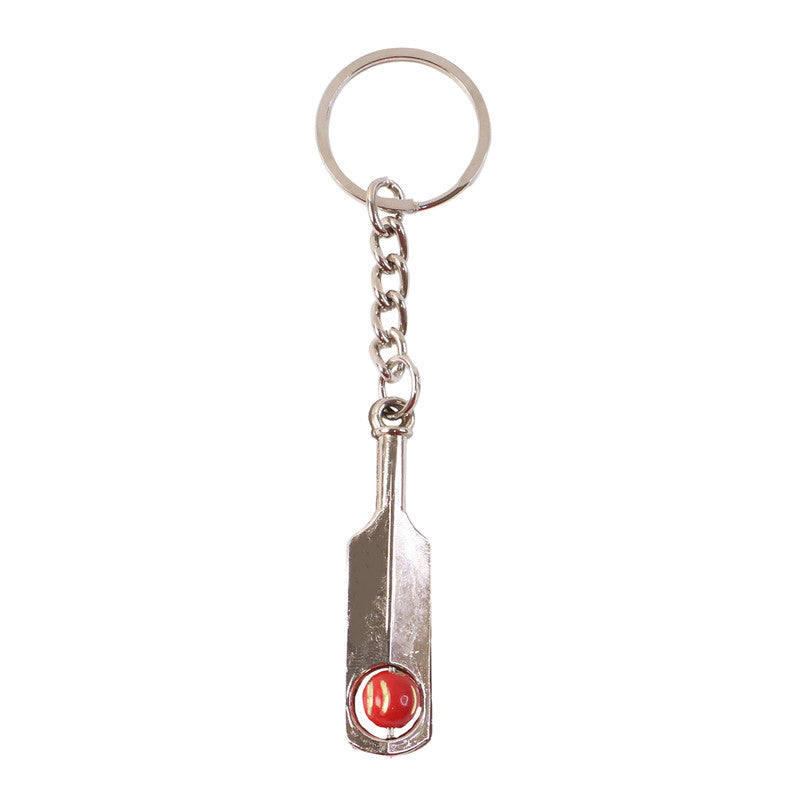 Cricket Bat Metal Keychain with Red Ball – Sports Lovers Collectible