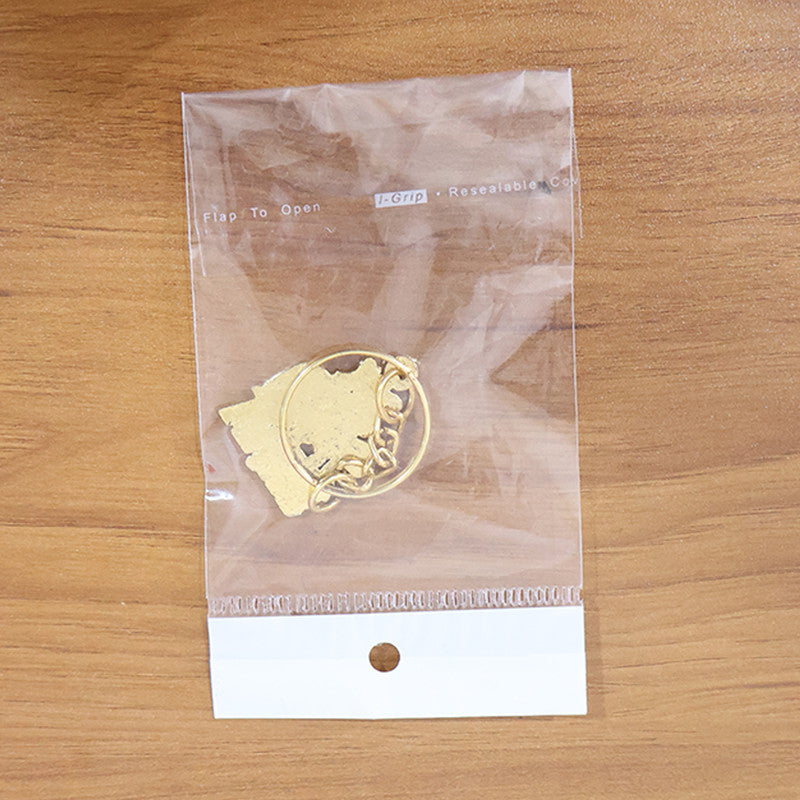 Shiva Symbol Keychain with Trishul & Damru – Devotional Golden Key Ring