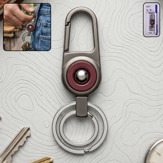 Heavy Duty Metal Key Holder with Locking Carabiner Clip & Dual Rings
