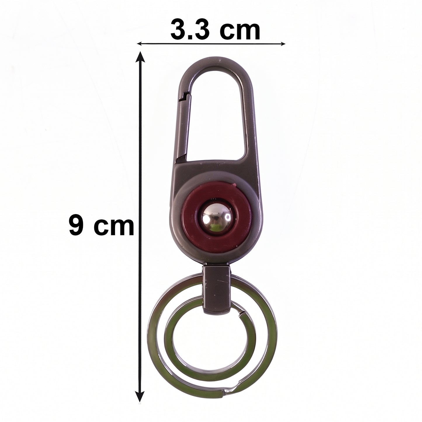 Metal key holder with secure locking clip and organized dual rings