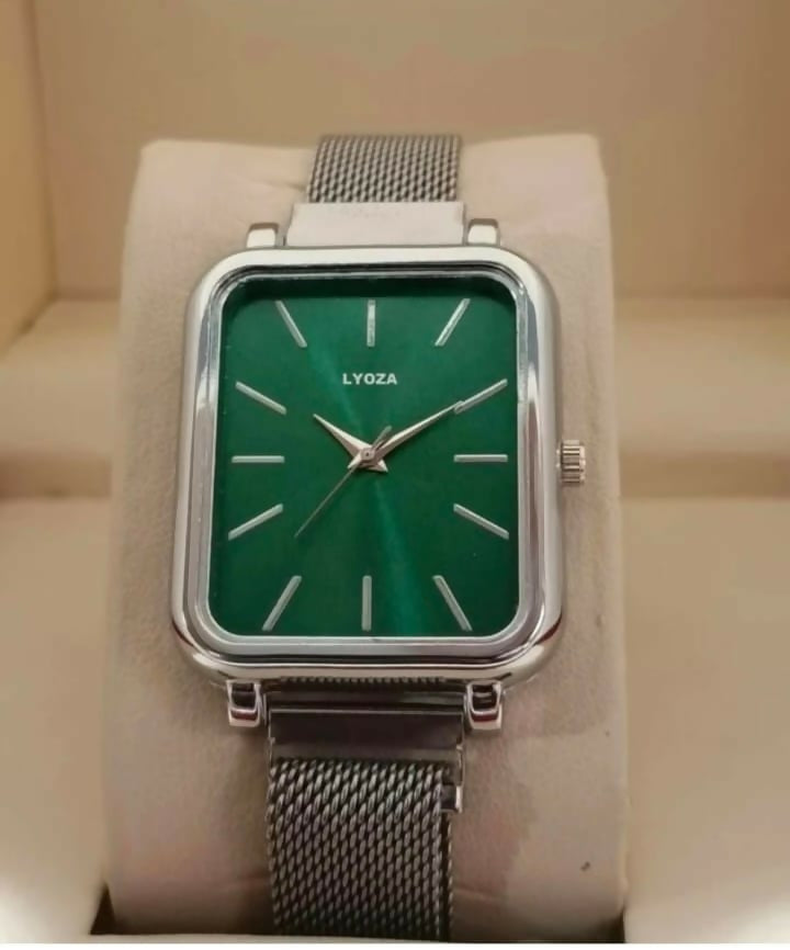 Analog Watch with Bright Blue Dial and Navy Silicone Strap