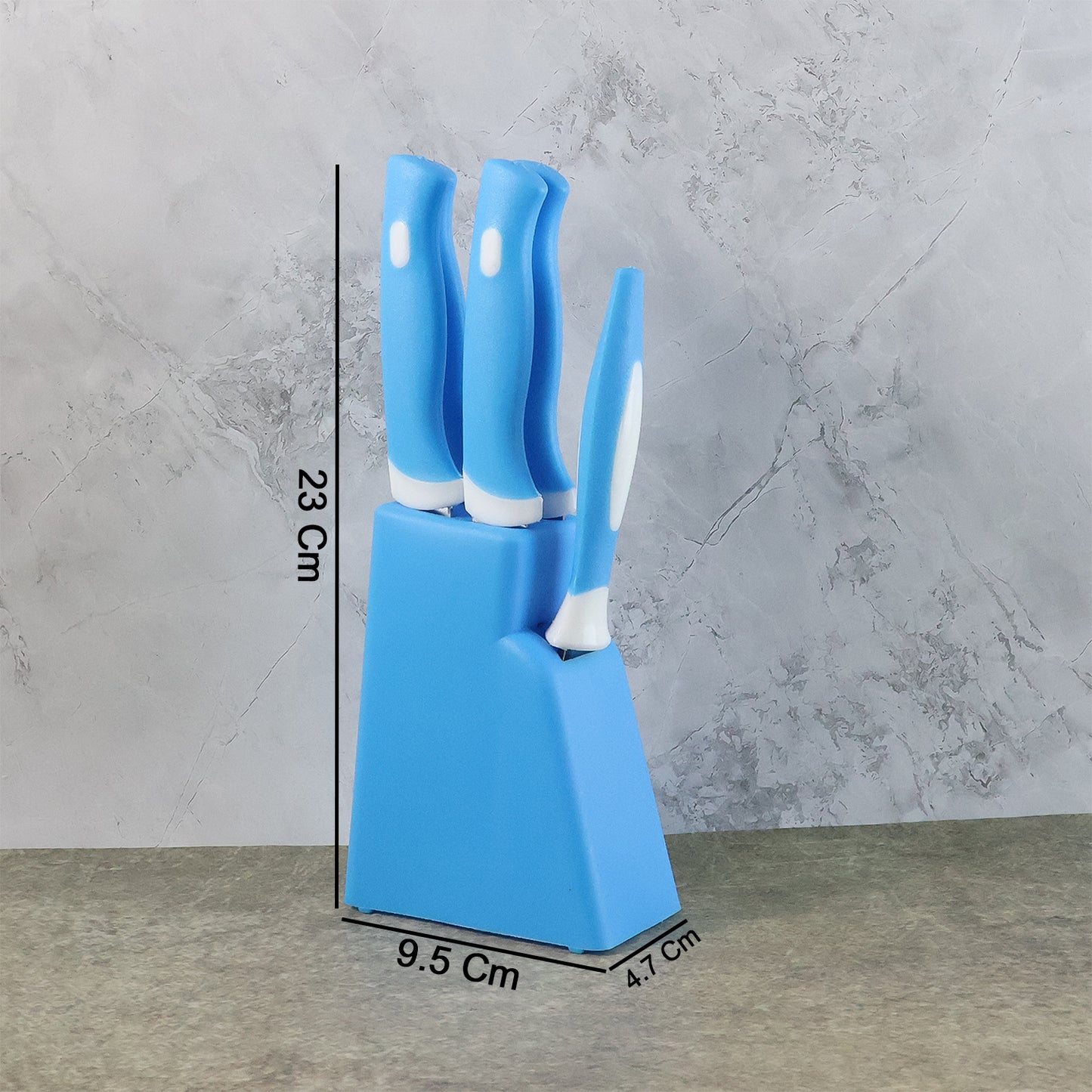 Stainless Steel Knife & Peeler Set with Stand - 6 Pcs