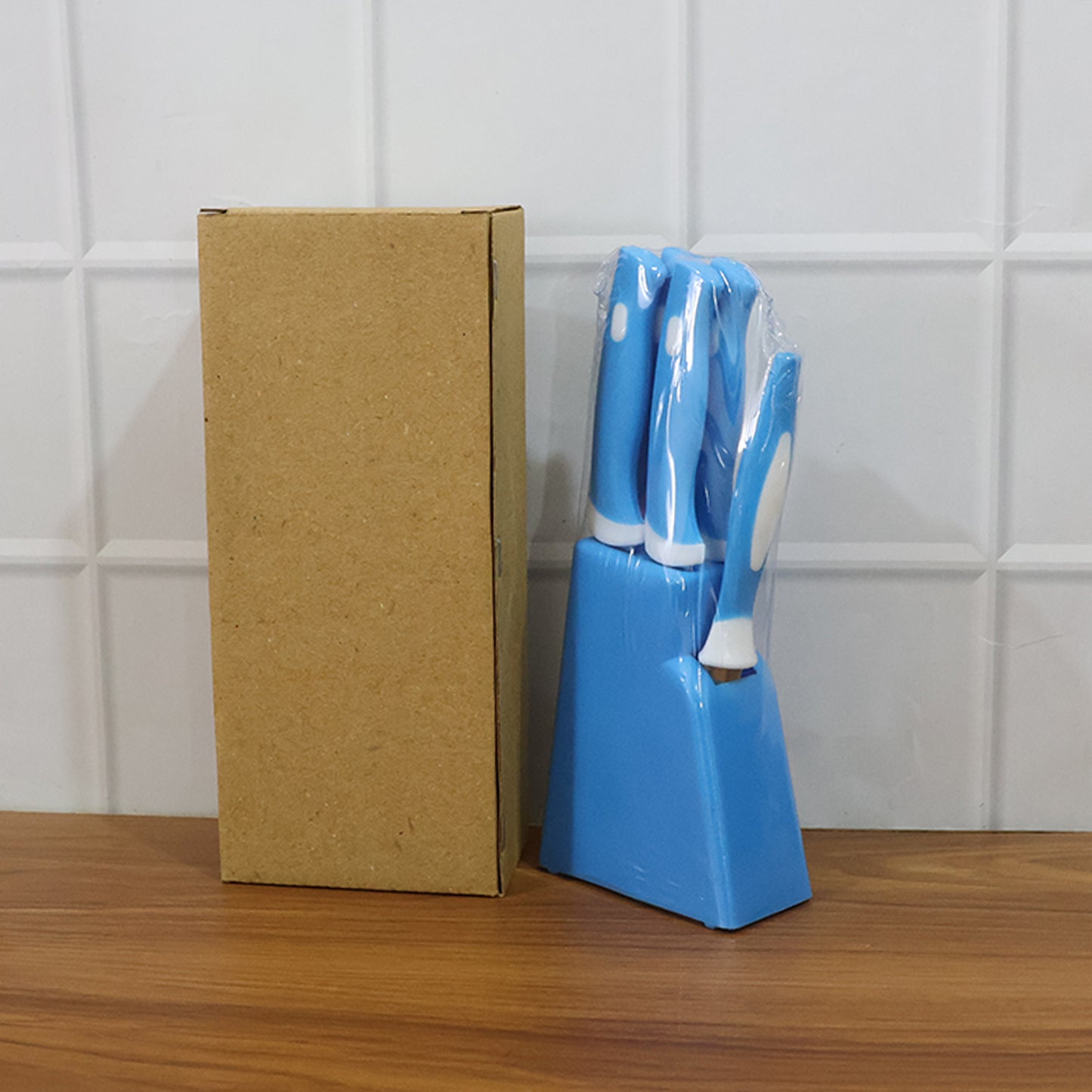 Stainless Steel Knife & Peeler Set with Stand - 6 Pcs