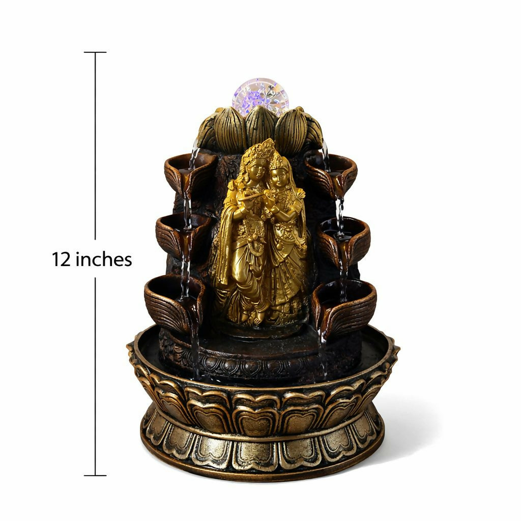 Radha Krishna LED Tabletop Water Fountain for Home Decor