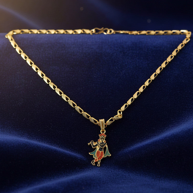 Lord Krishna Dancing Pendant Necklace with Designer Chain