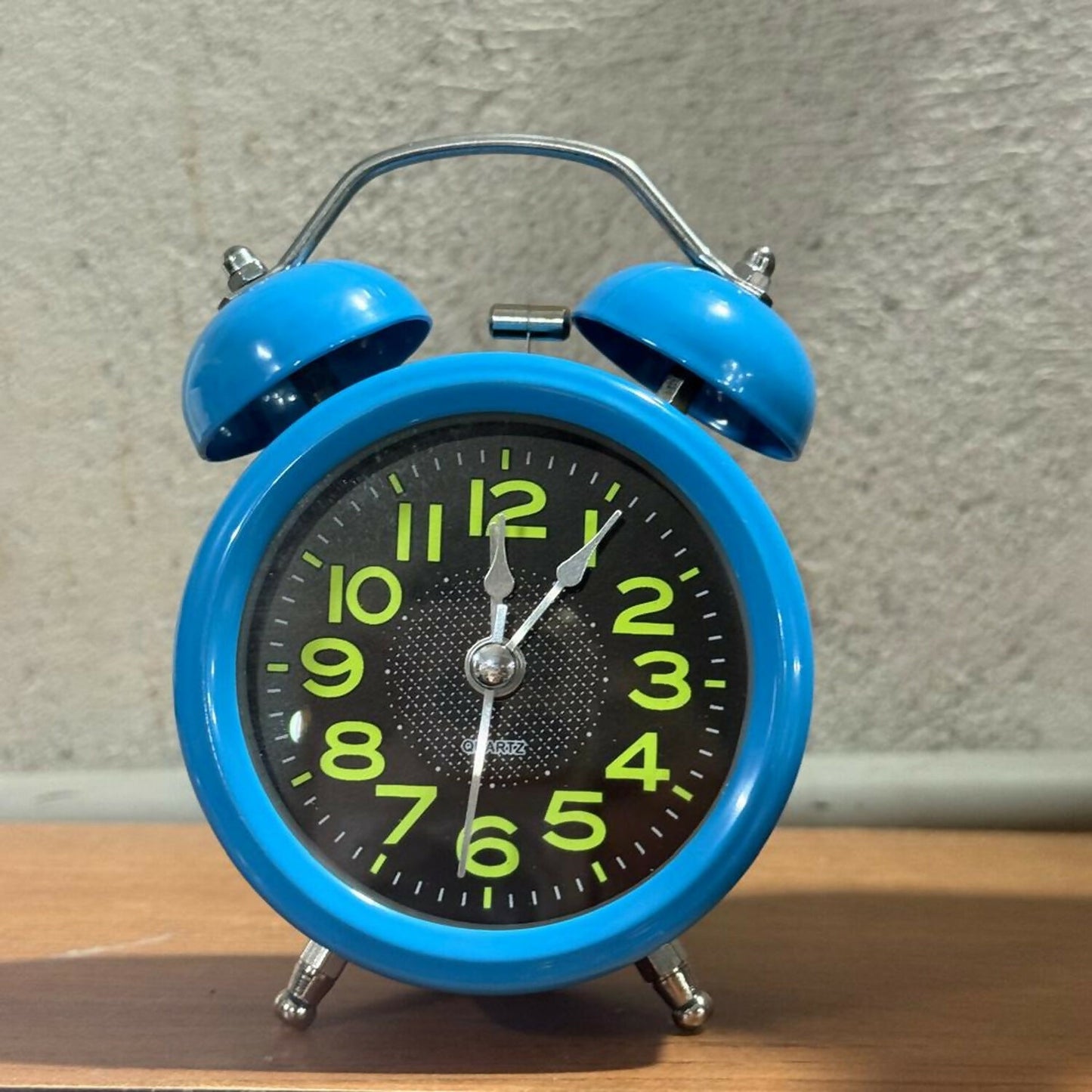 Vintage Blue Twin Bell Alarm Clock for Bedside, Loud Ringing Clock for Home