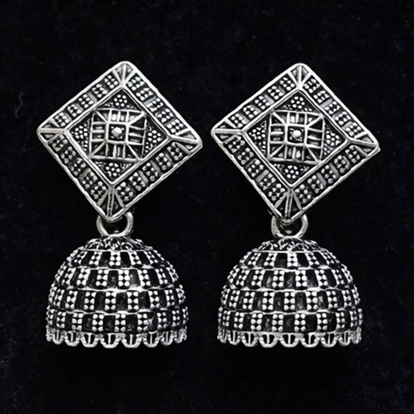 Oxidized Silver Floral Jhumka Earrings for Women – Traditional Ethnic Designer Jewelry