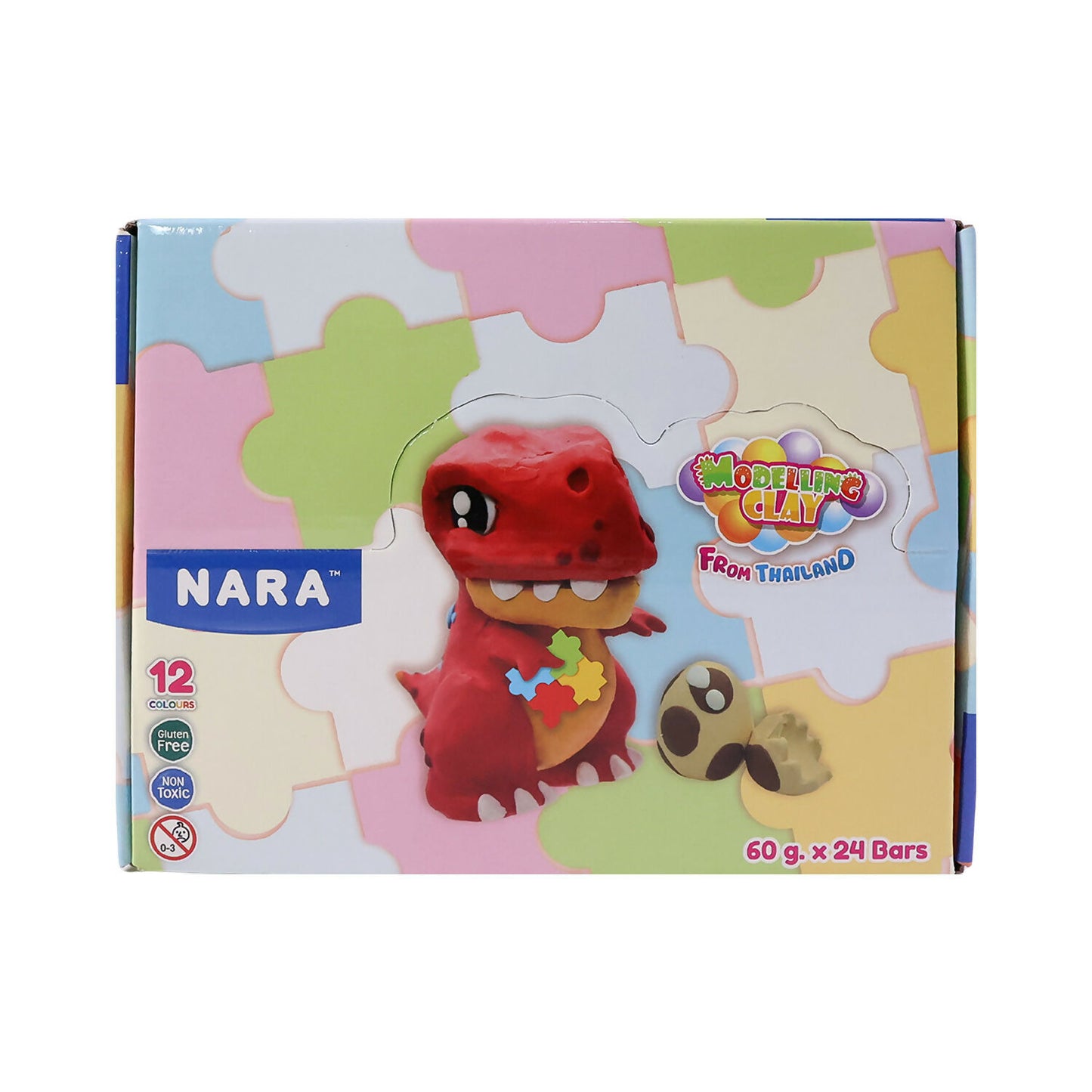 Nara 12 Color Modelling Clay Kit, Soft Creative Play Dough Set for Kids (60 Gm/24 Bars)